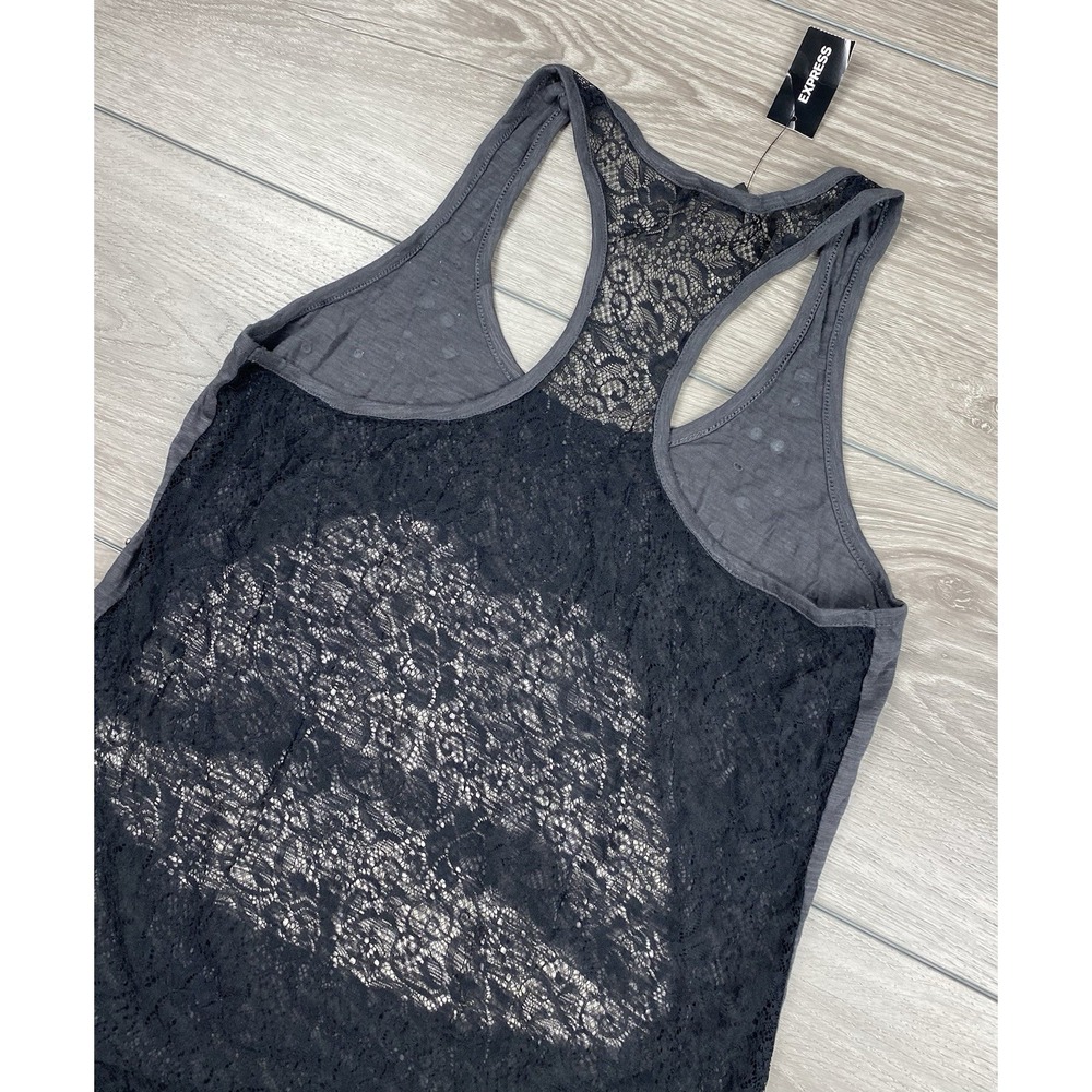 Express Women's Sleeveless USA Flag Lips Graphic Tank Grey Size Medium New - Picture 3 of 8
